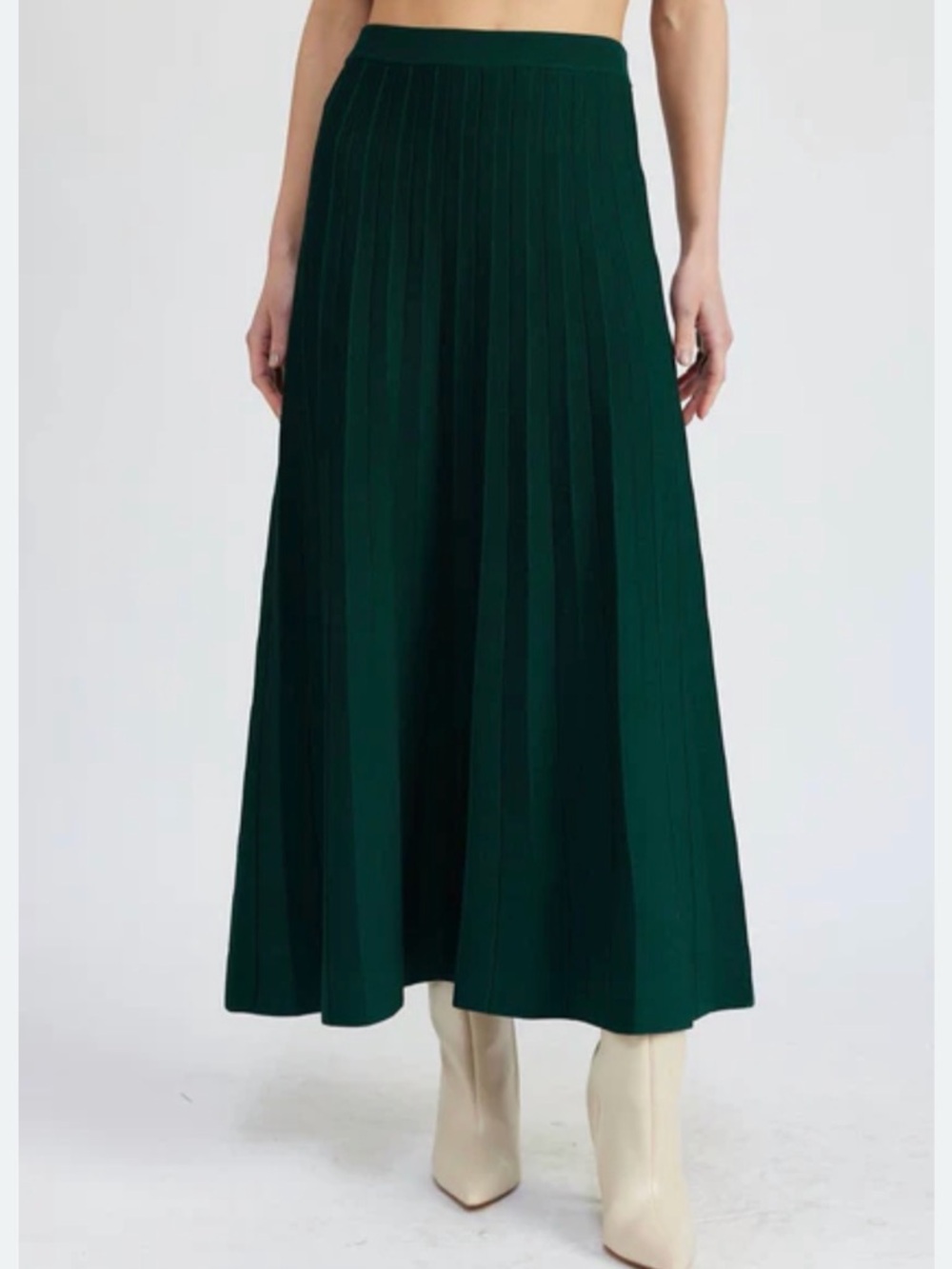 En Saison Sigrid midi skirt in forest green